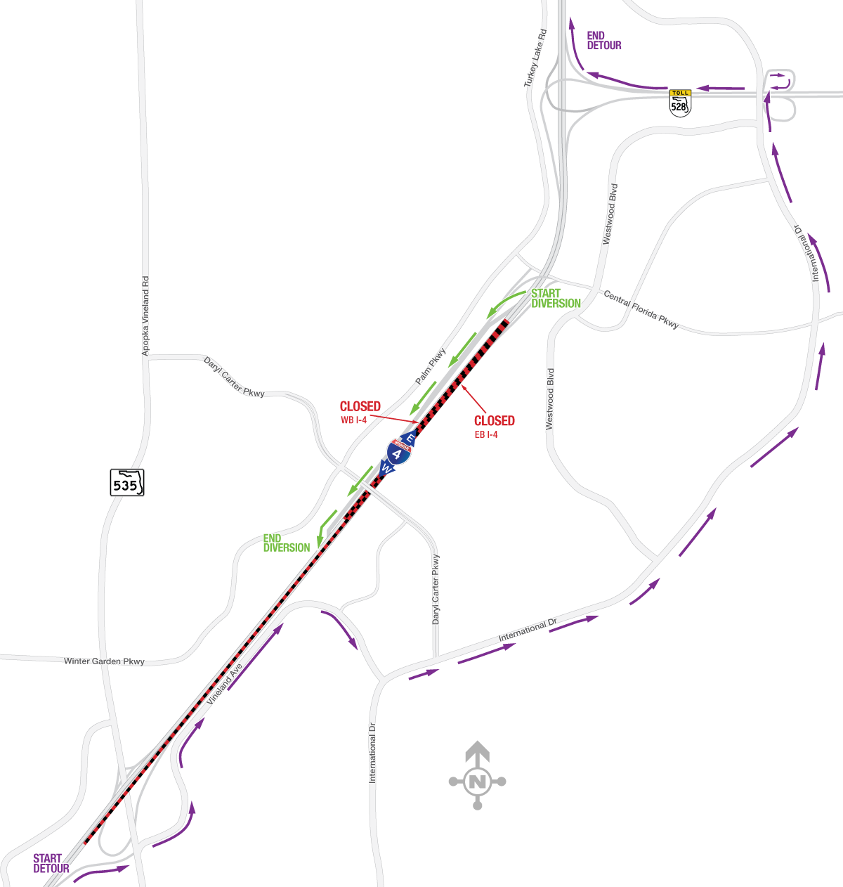 Overnight Closures of Eastbound and Westbound I-4 near Daryl Carter Parkway March 19-20