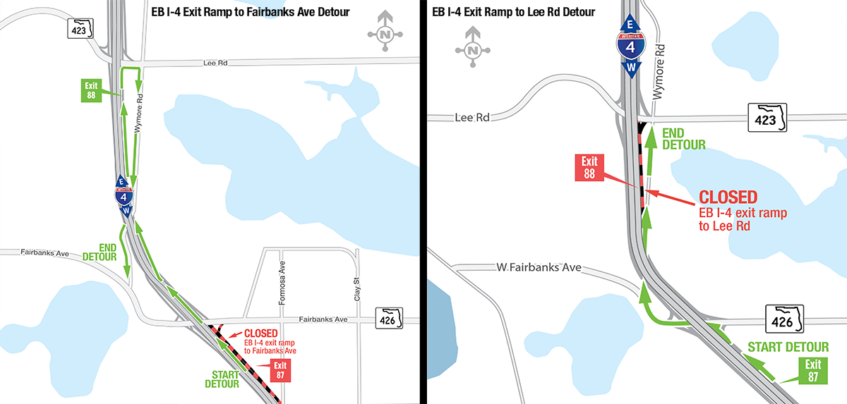 Eastbound I-4 to Fairbanks to Lee Road to Eastbound I-4