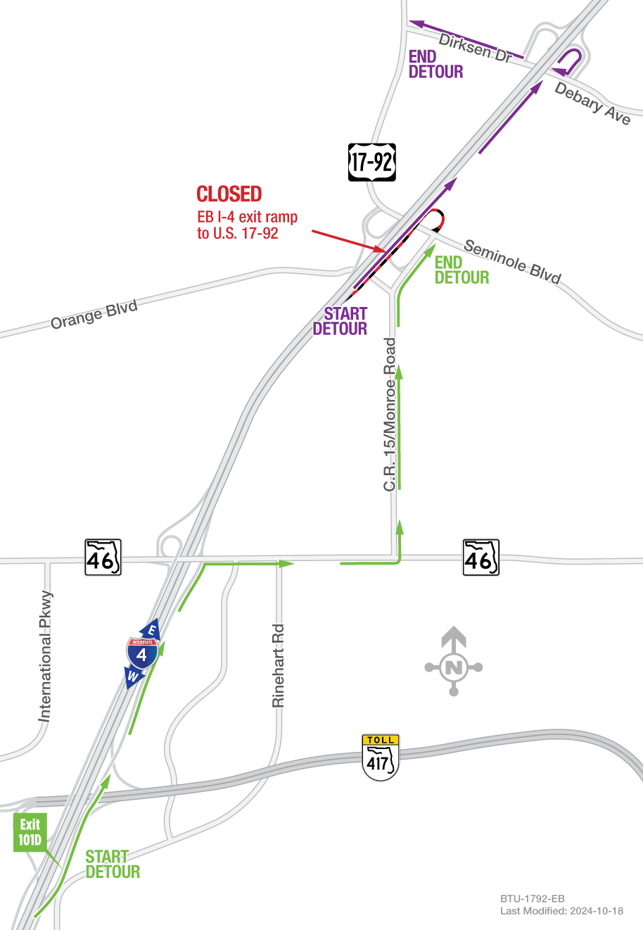 Eastbound I-4 Exit Ramp to U.S. 17-92 Closing Overnight December 8
