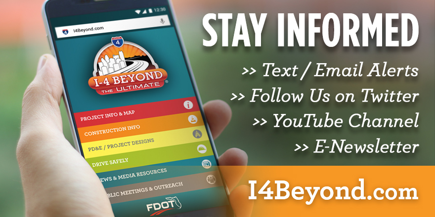 I-4 Beyond Stay Informed social media banner orange blurry background landscape
