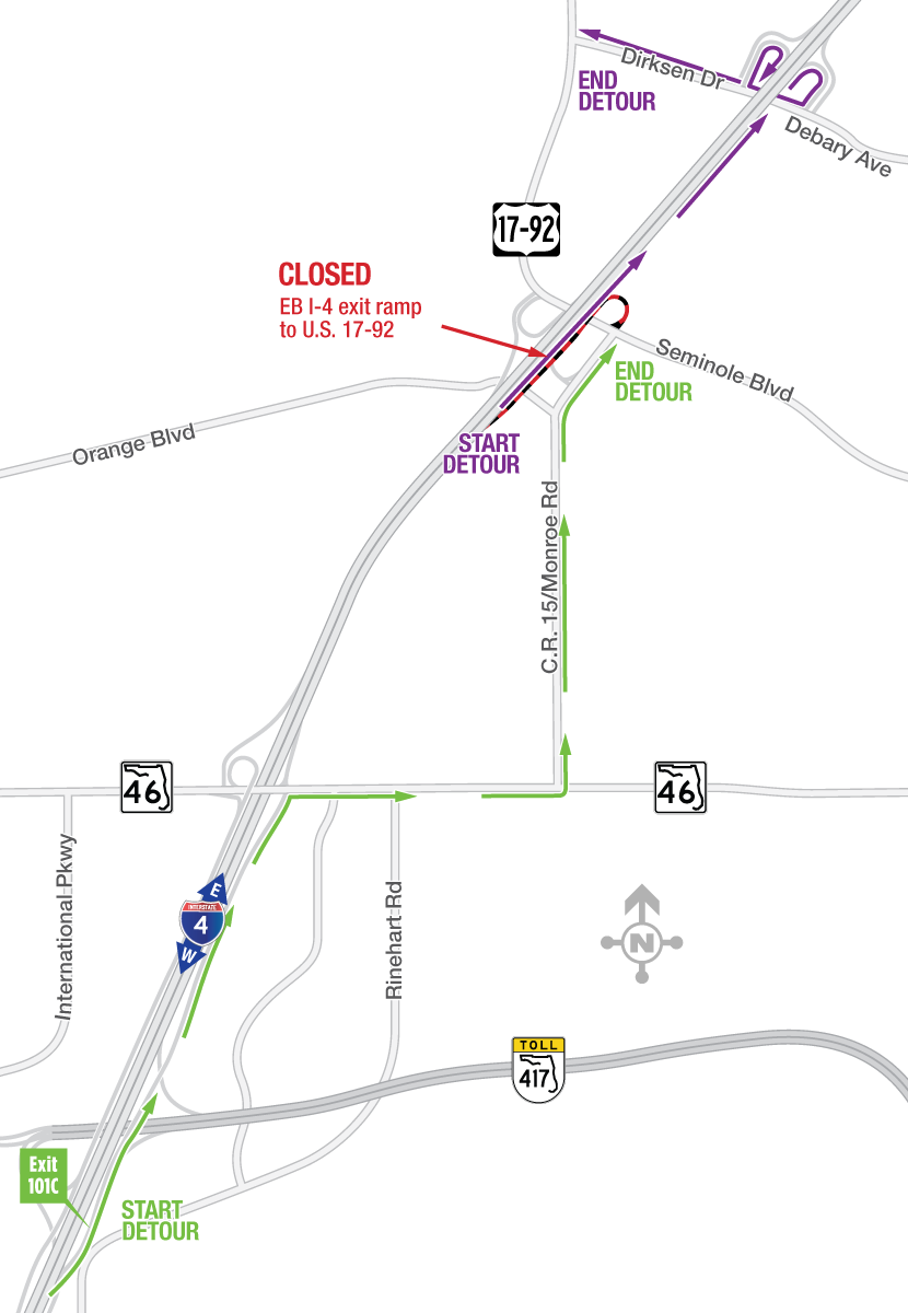 June 13 Closing Overnight Detour Map