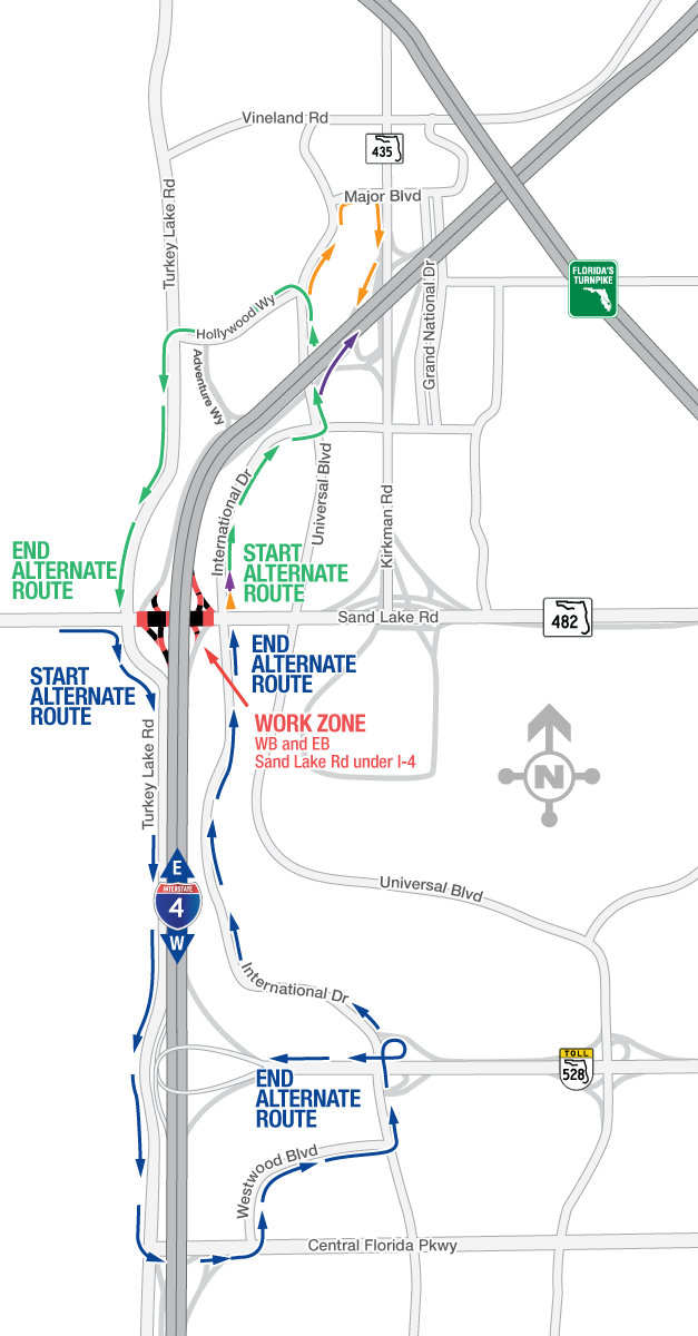 Sand Lake Road Closing Overnight August 19-22, 25-29 and September 3, 9-10