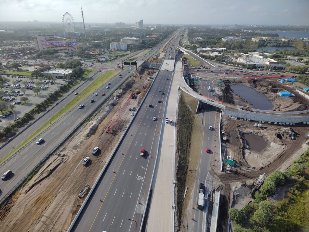 Aerial Image of the WB I-4 to Sand Lake Road Exit Ramp
