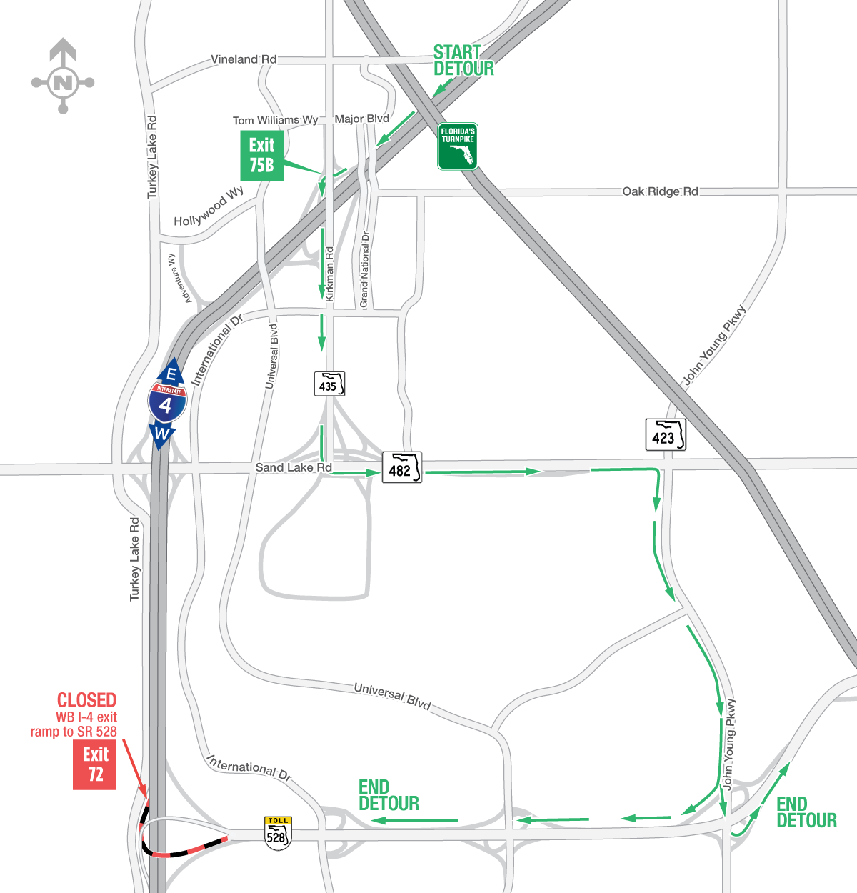 Overnight Closures of the Westbound I-4 Exit Ramp to Eastbound S.R. 528 March 30